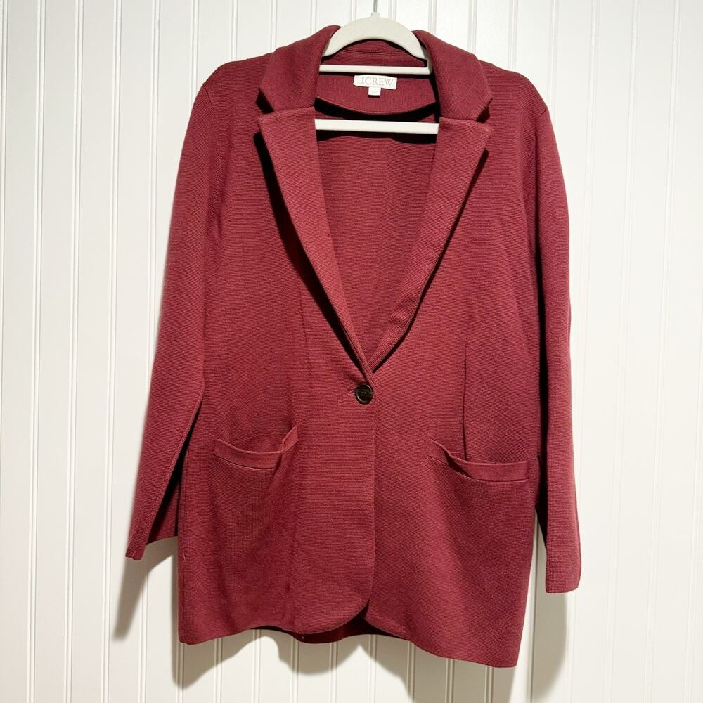 J Crew Burgundy Cecile Relaxed Sweater Blazer Size Small - Picture 2 of 6